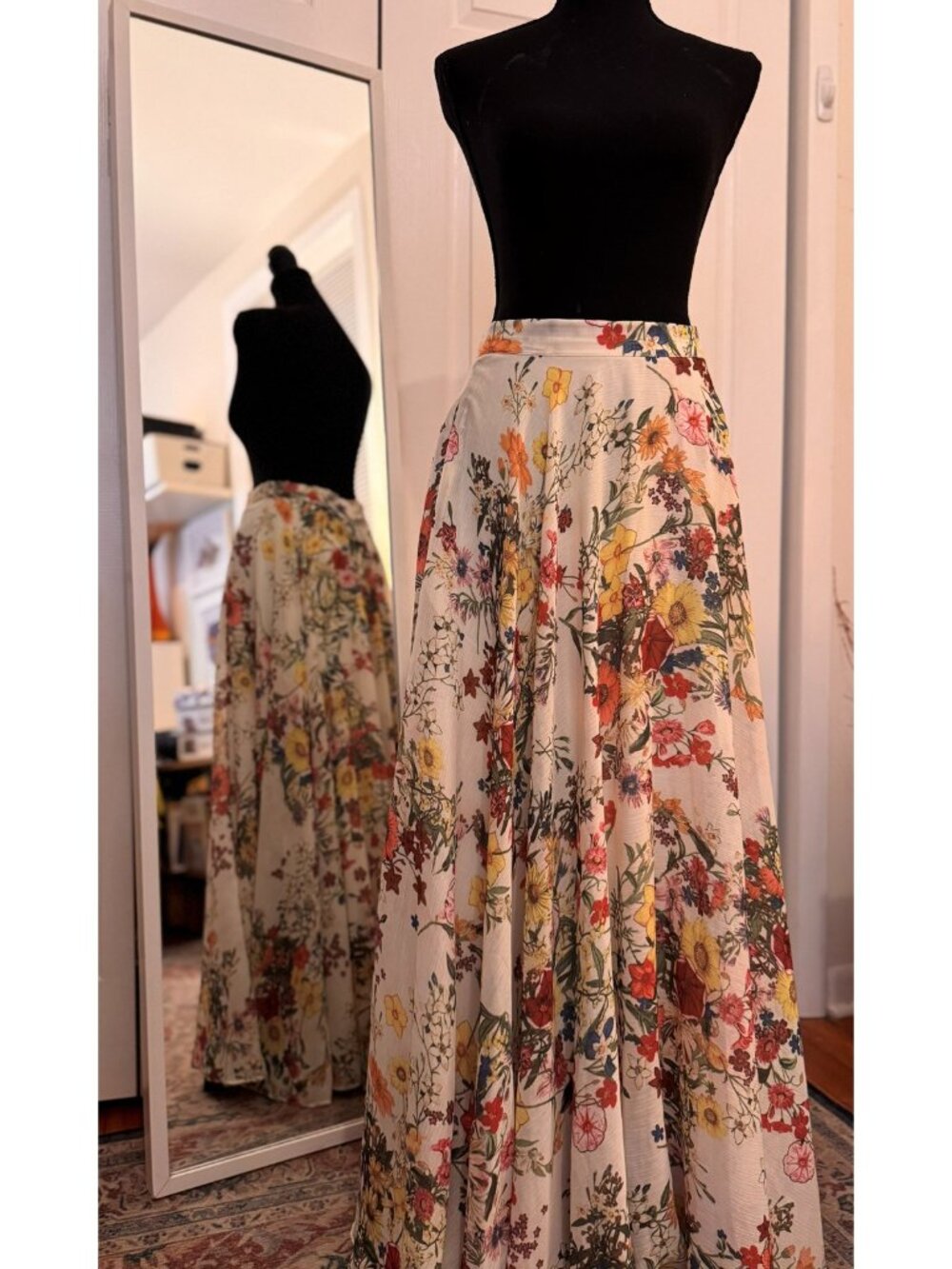 Botanical Print Maxi Skirt | Bohemian Garden Style (Akira I Small)
